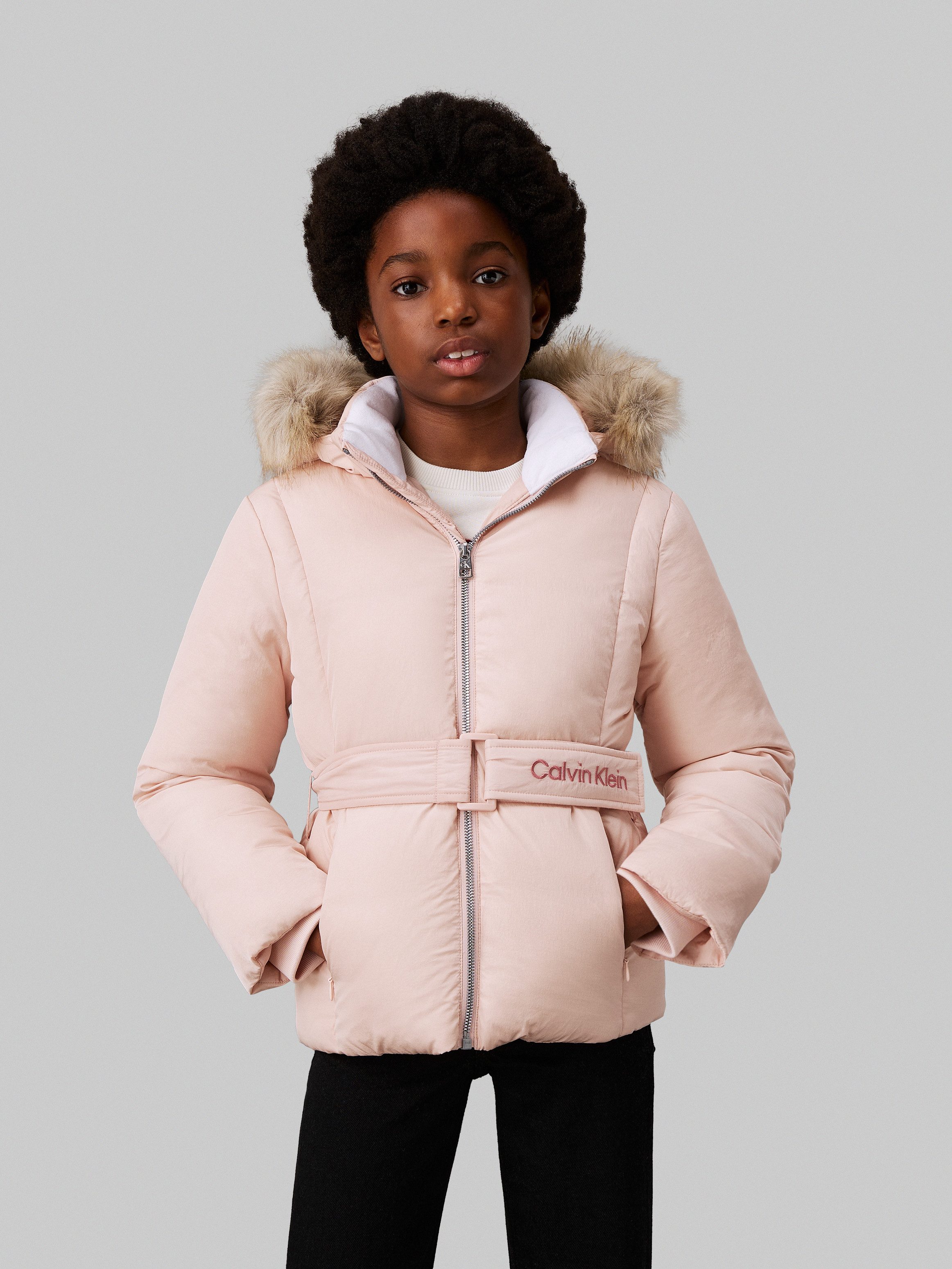 Calvin Klein Jeans Outdoorjacke Classic Belted Fur Jacket für Kinder bis 16 Jahre und mit Logoschriftzug