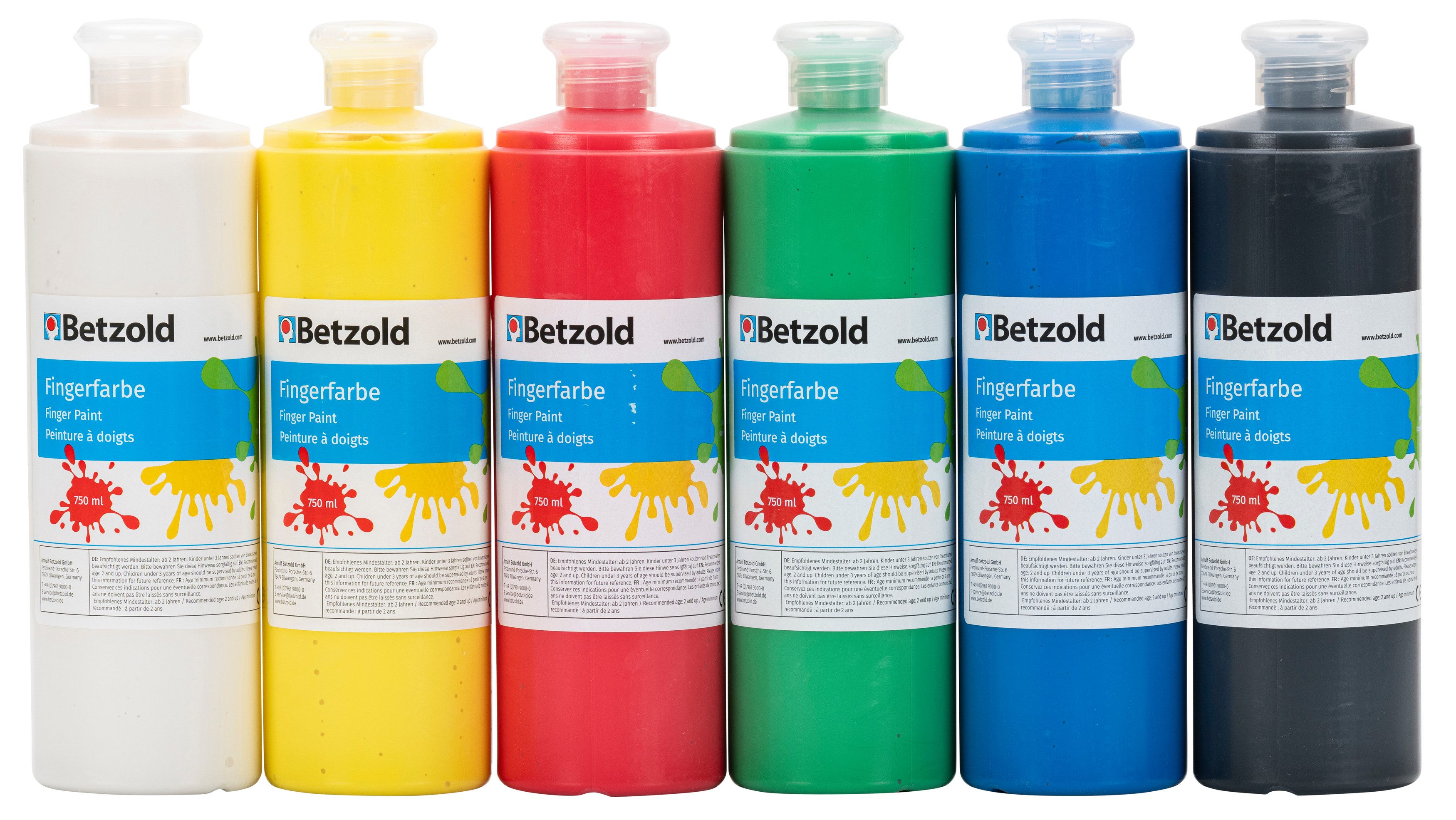Betzold Fingerfarbe Fingerfarben, 6er-Set