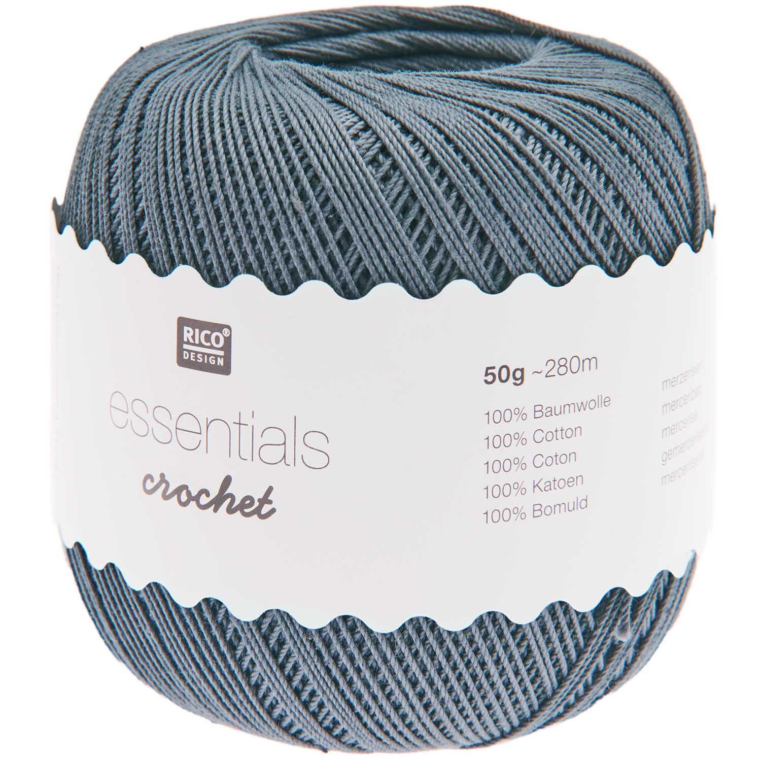 Rico Design Essentials Crochet Häkelgarn Baumwolle Stärke 10 zum Filet - Häkeln Häkelwolle, 280,00 m (Filethäkelgarn, dünnes Baumwollgarn), mercerisiert