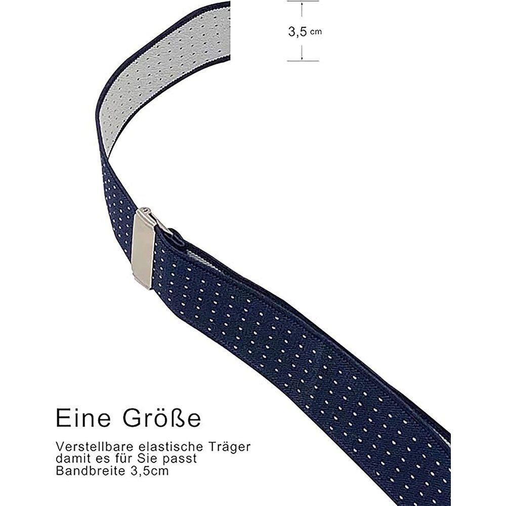 Jeans Riemen 13 3,5cm CTGtree Elastischen Punkt für Breit Tibetaner Hosenträger Y-back blauer