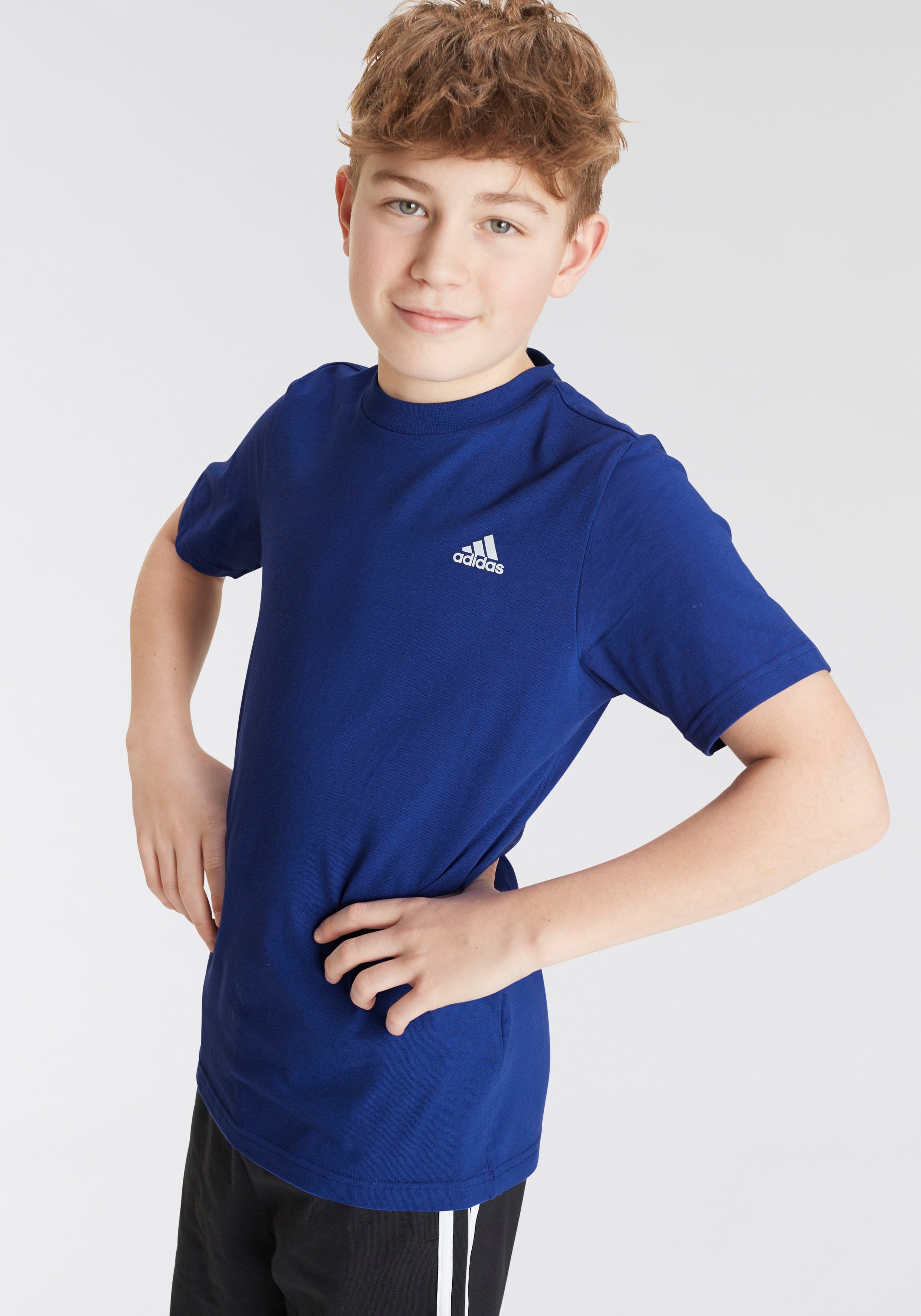 Blue T-Shirt adidas / Lucid White SMALL Semi Sportswear COTTON ESSENTIALS LOGO