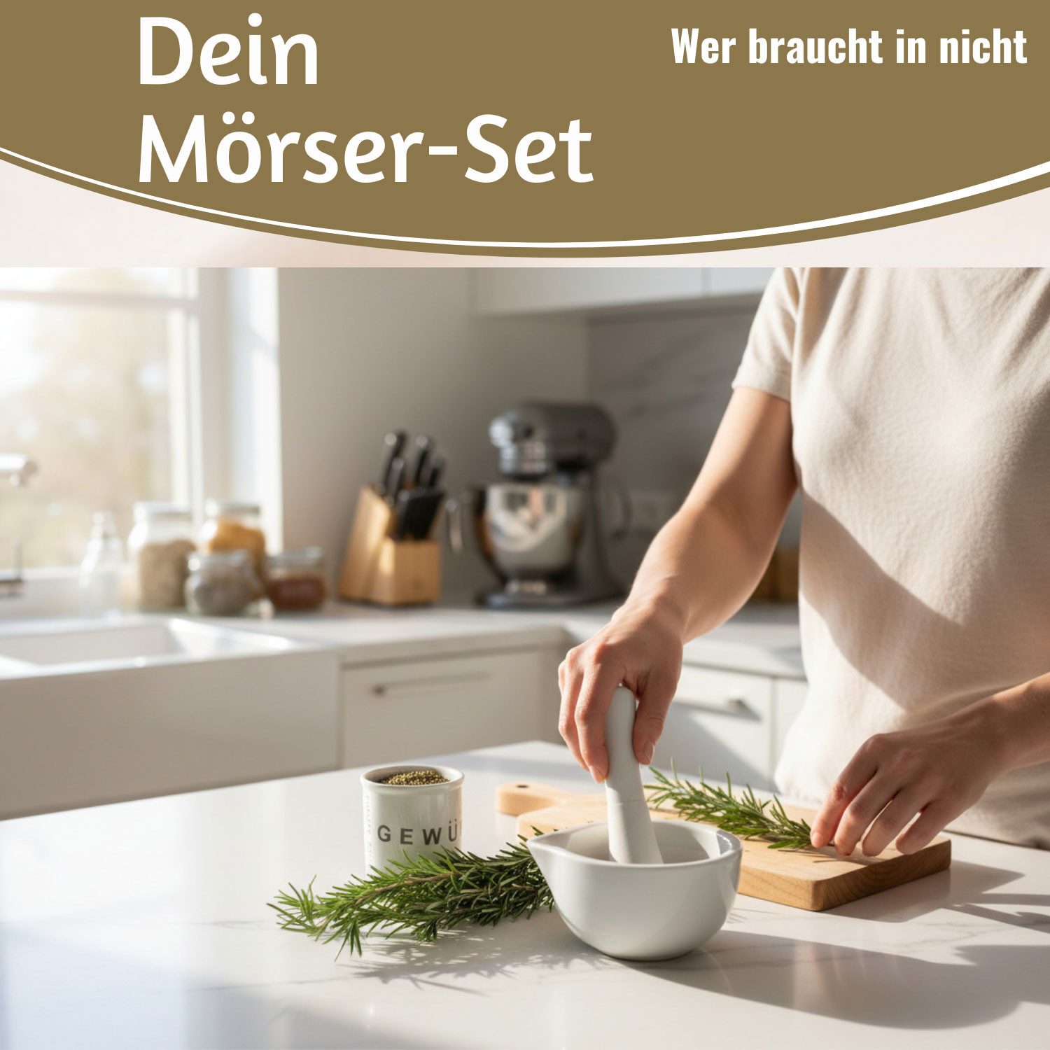 LS-LebenStil Mörser Keramik Gewürzmörser mit Stößel Set Weiß Ø 12cm, (Ideal für frisch gemahlene Gewürze Kräuter Kräuter-Mühle, 2-tlg., perfekt auch als Zerkleinerer für Tabletten Medikamente)