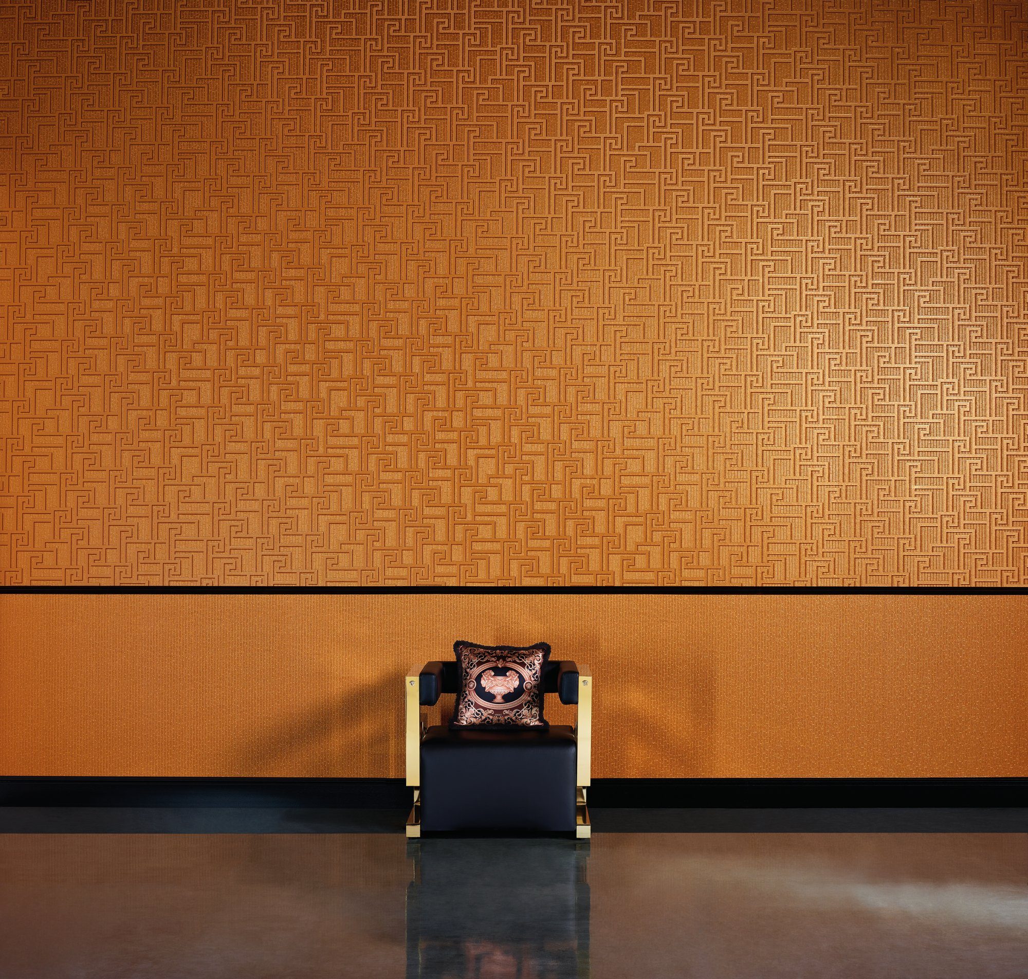 Luxus Home Vinyltapete, Tapete 962362 KUNSTLOFT A.S. Création Vlies Versace Orange geometrische
