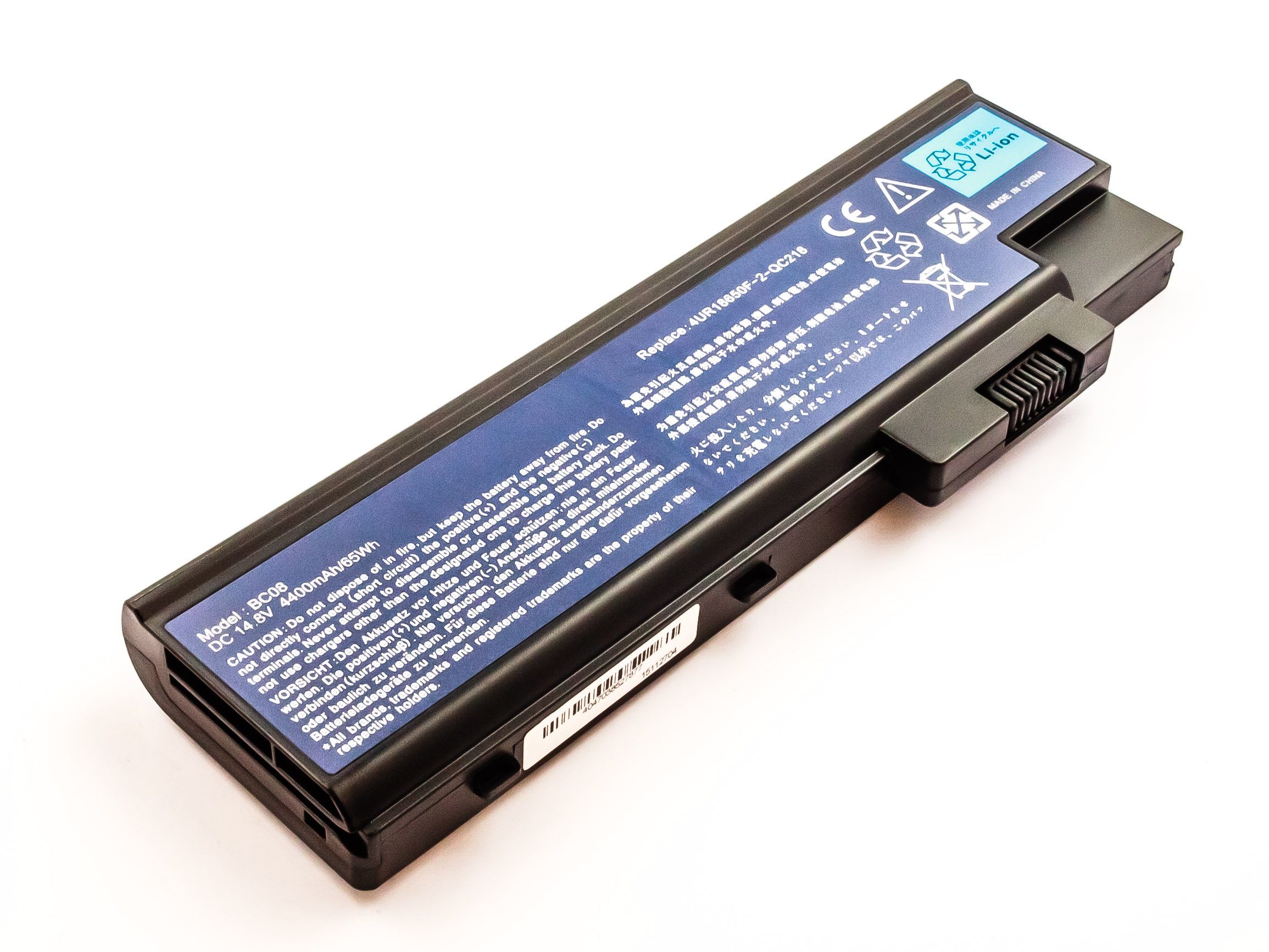 MobiloTec Akku kompatibel mit Acer 4UR18650F-2-QC141 Akku Akku 4400 mAh (1 St)