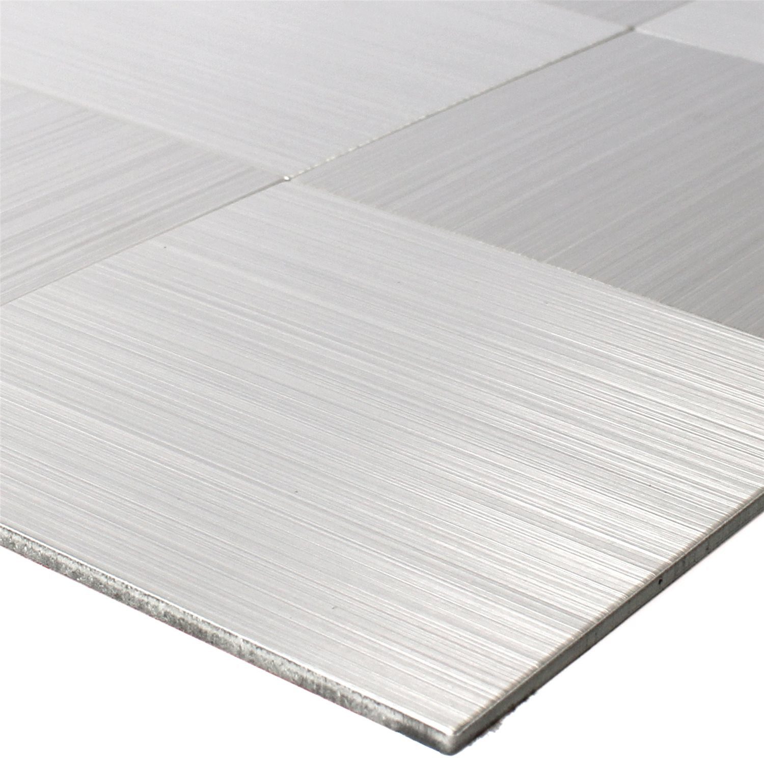 Mosafil Mosaikfliesen Mosaikfliesen Metall Selbstklebend Mikros Silber Quadrat 100, Metall-Edelstahl 30.500x30.500, silber