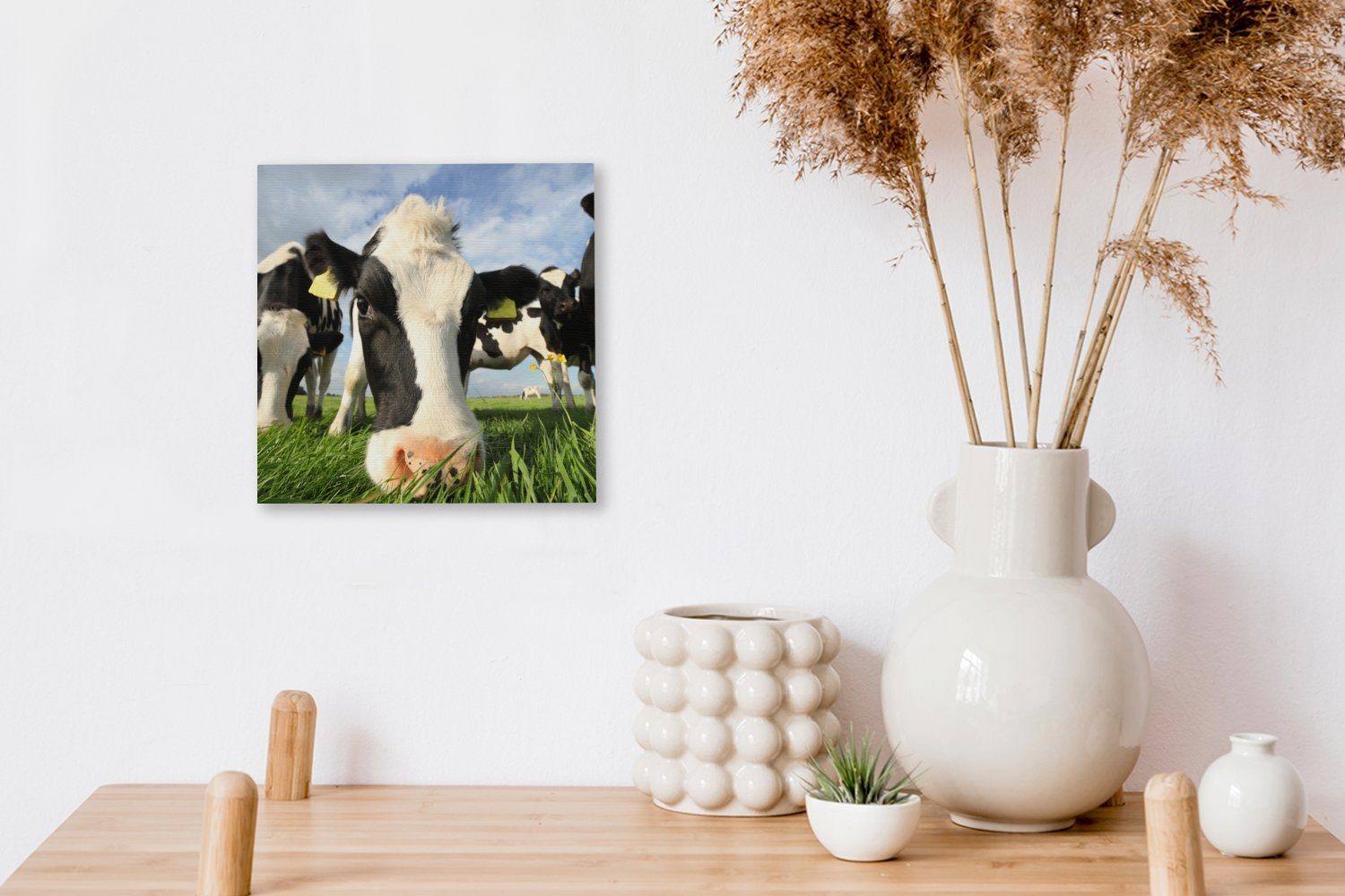 - Bilder Kuh Gras Nase - St), für Wohnzimmer Luft, (1 Leinwandbild Schlafzimmer - Leinwand OneMillionCanvasses®