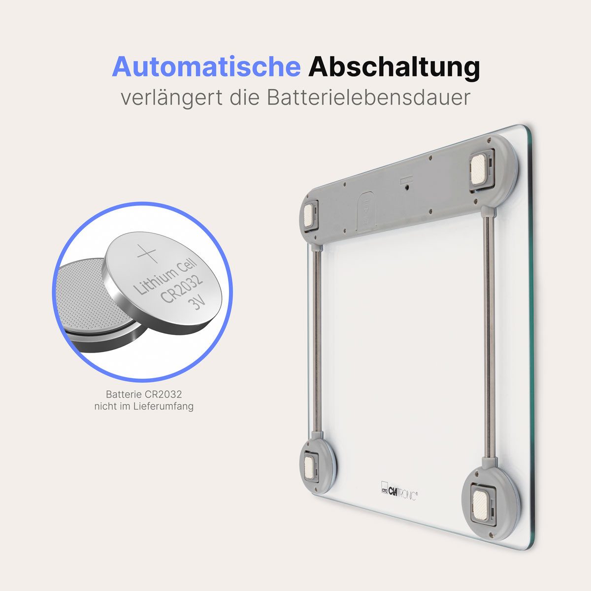 CLATRONIC Personenwaage PW 3368, mit Glas-Oberfläche, Messbereich von 2,5–150 kg – Bild 3 von 5