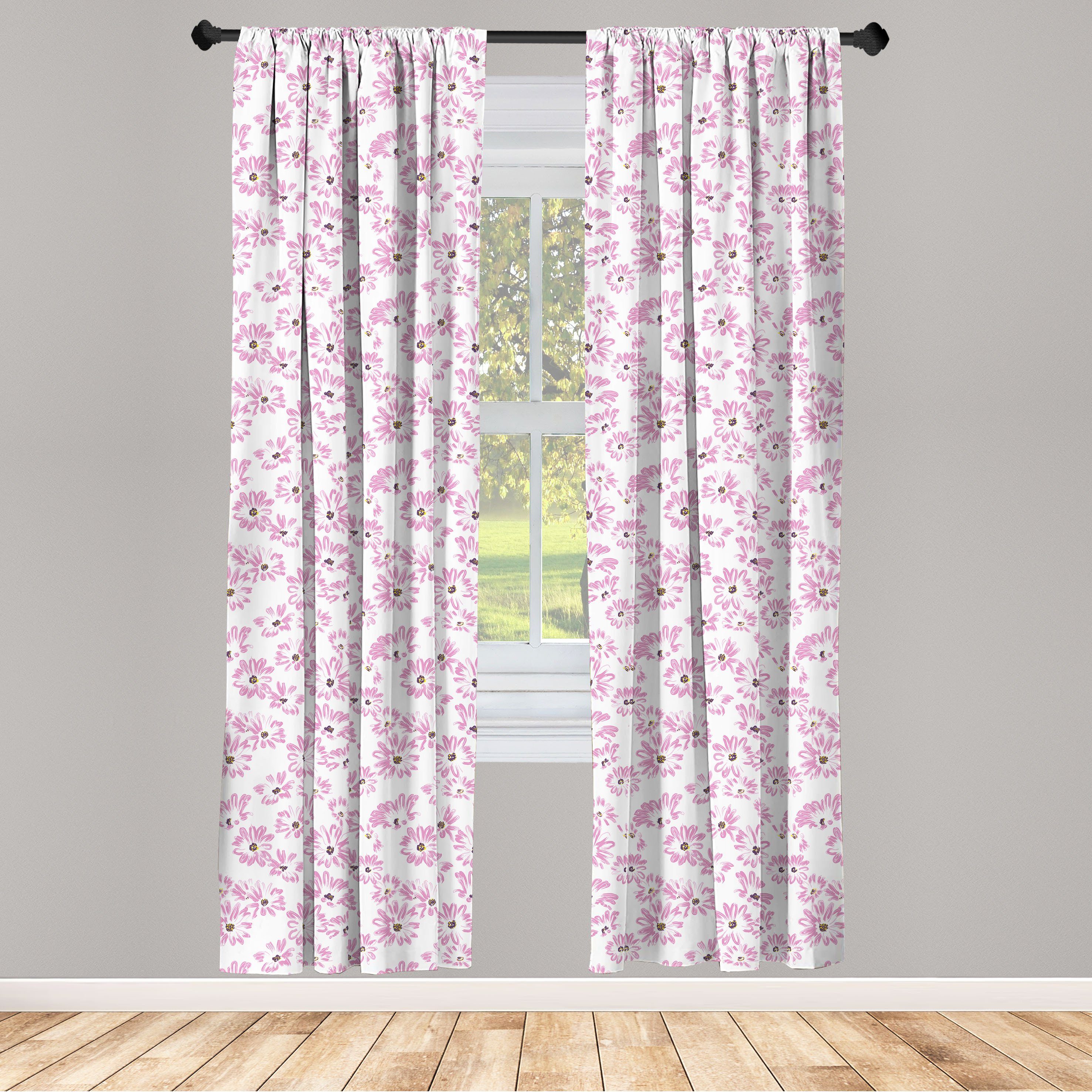 Gardine Vorhang für Wohnzimmer Schlafzimmer Dekor, Abakuhaus, Microfaser, Blume Romantische Blumenblütenblätter