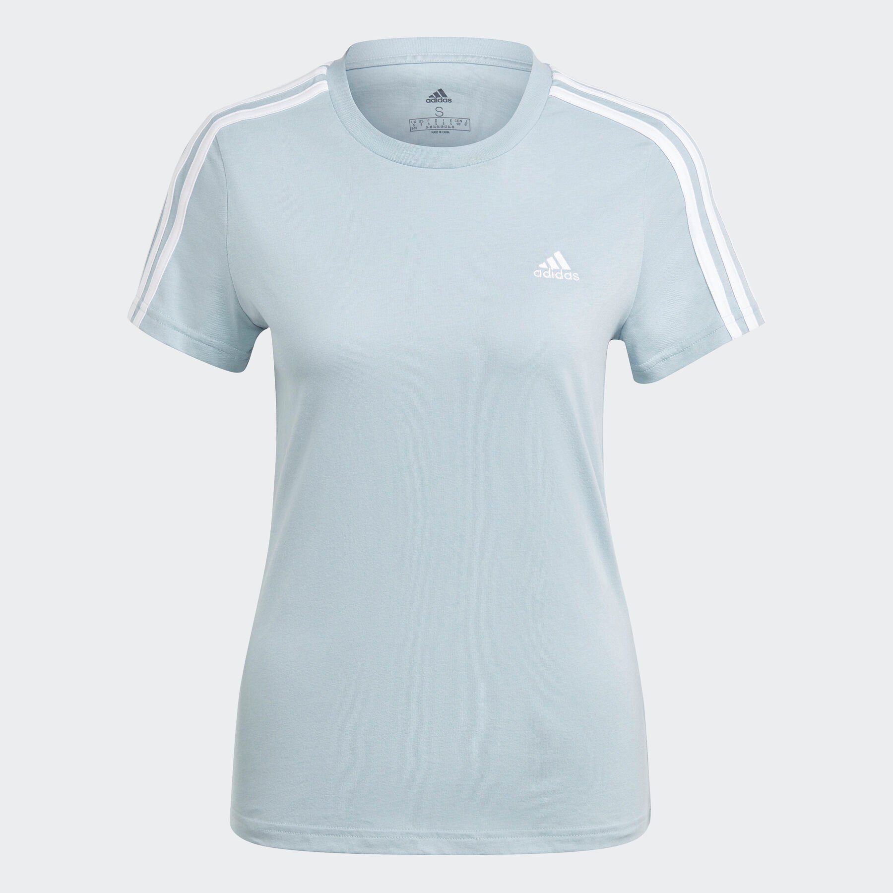 adidas Sportswear Wonder LOUNGEWEAR ESSENTIALS White SLIM / T-Shirt 3-STREIFEN Blue