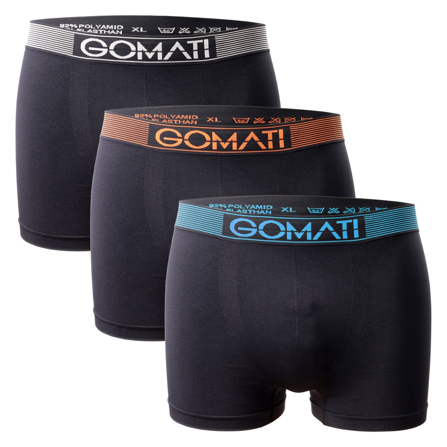 Gomati Boxershorts Herren Boxershorts Pack) Seamless Black Mix Microfaser-Elasthan Pants (3er
