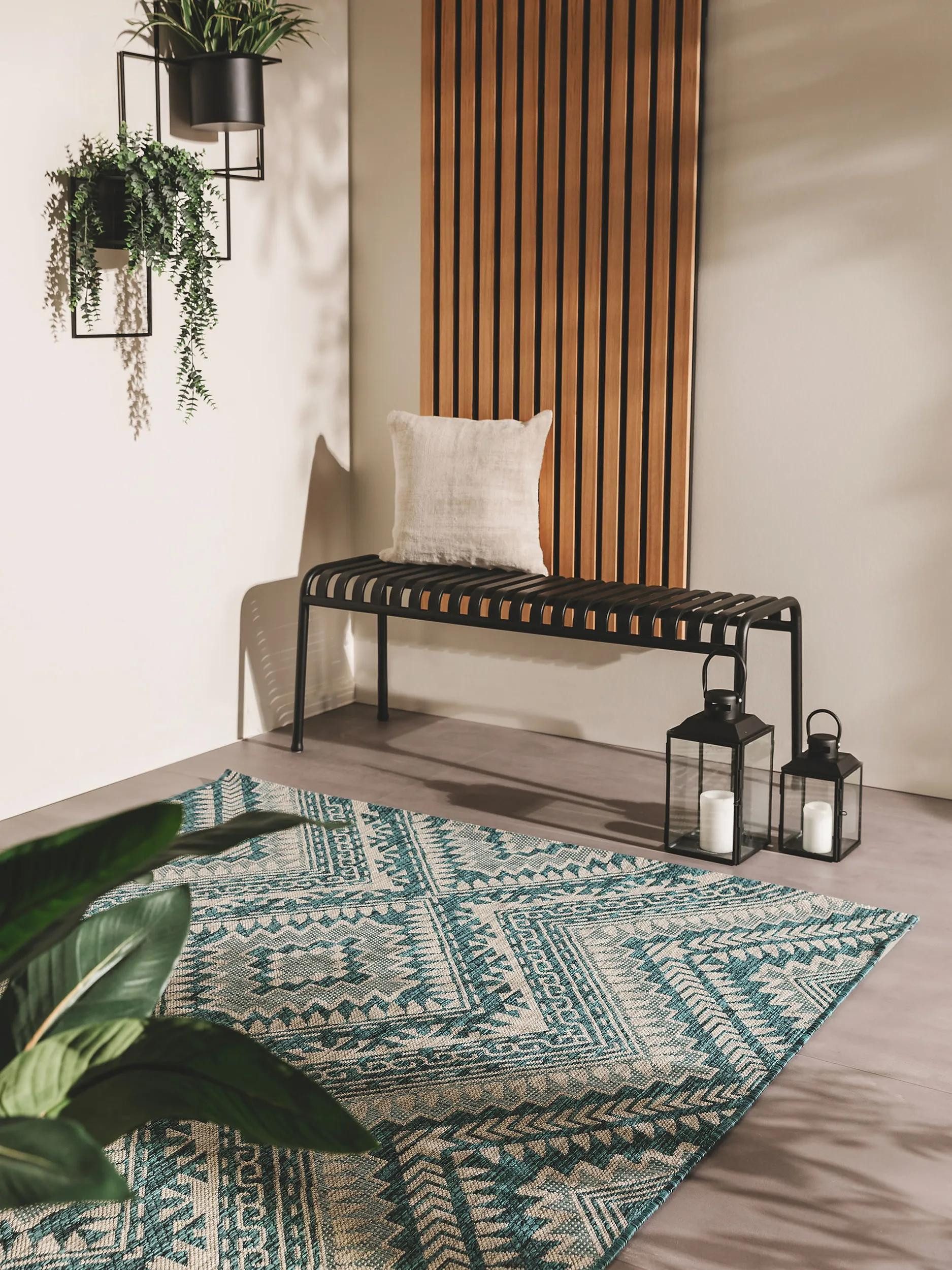 benuta Outdoorteppich Cleo, rechteckig, Höhe: 5 mm, Teppich Wohnzimmer, Schlafzimmer, Esszimmer, Flur, Kunstfaser, Cozy