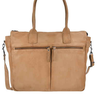 Bear Design Shopper "Binni" Callisto Pelle Leder, große Handtasche, Schultertasche 45x32cm, weich, knautschig taupe