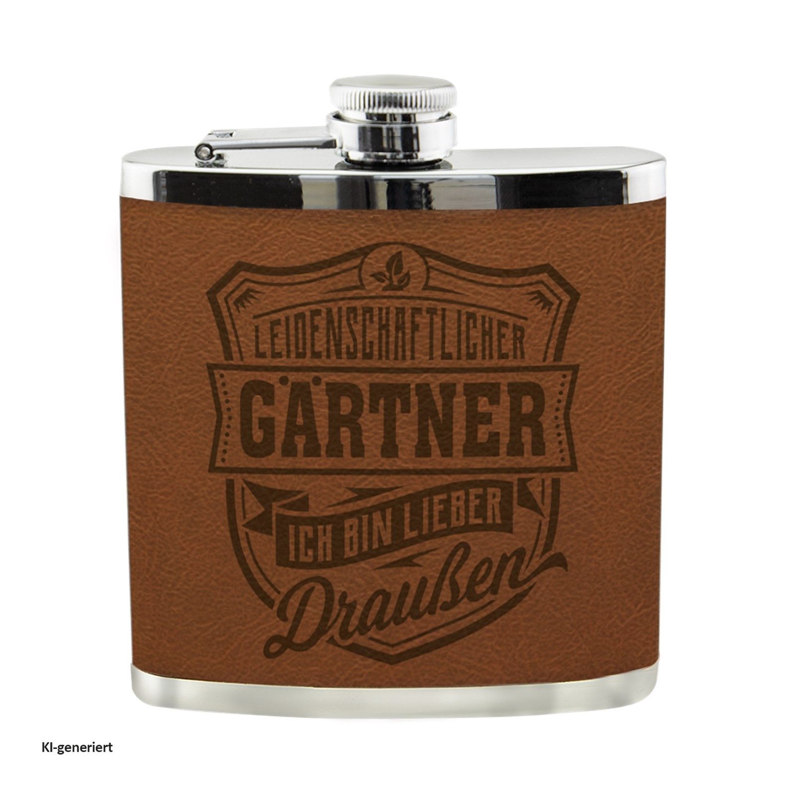 HTI-Living Flachmann Echter Kerl Flachmann Gärtner, Männer Trinkflasche mit Kunstleder
