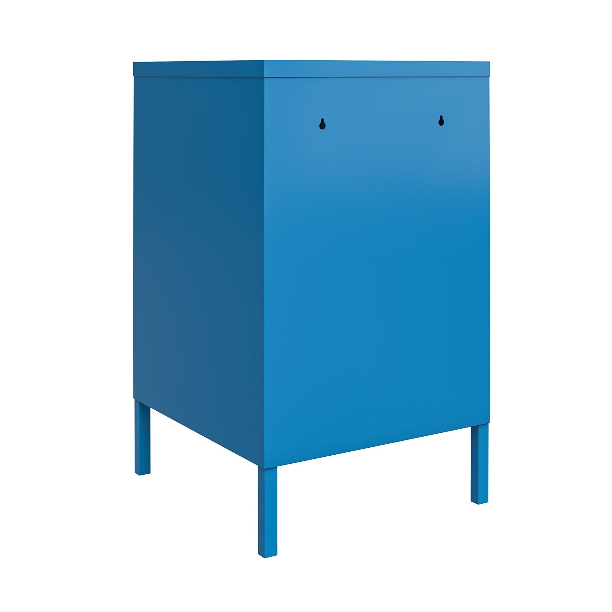 loft24 Nachtschrank Cache aus Metall Retro-Design Spint-Look, im blau abschließbar