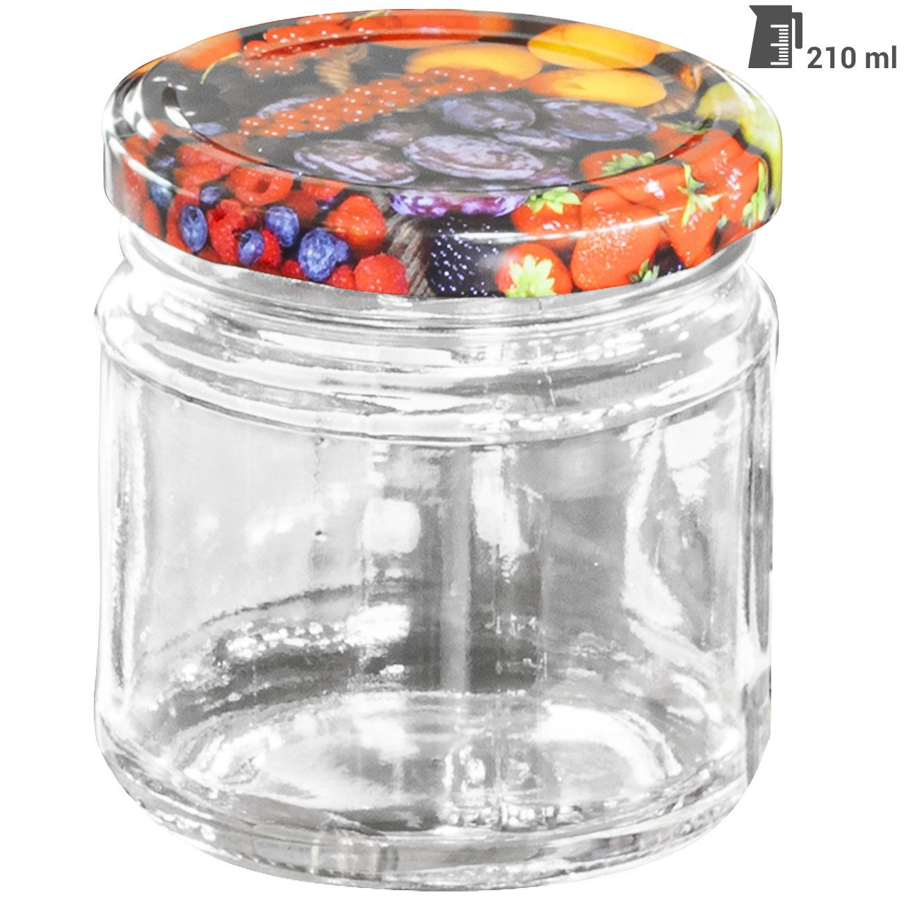 Casativo Einmachglas Sets Einmachgläser 210ml Sturzgläser mit Früchte-Deckel für Marmelade, Glas, (18-tlg., 6er-Set & 12er-Set & 18er-Set), 210ml Sturzgläser mi – Bild 2 von 5