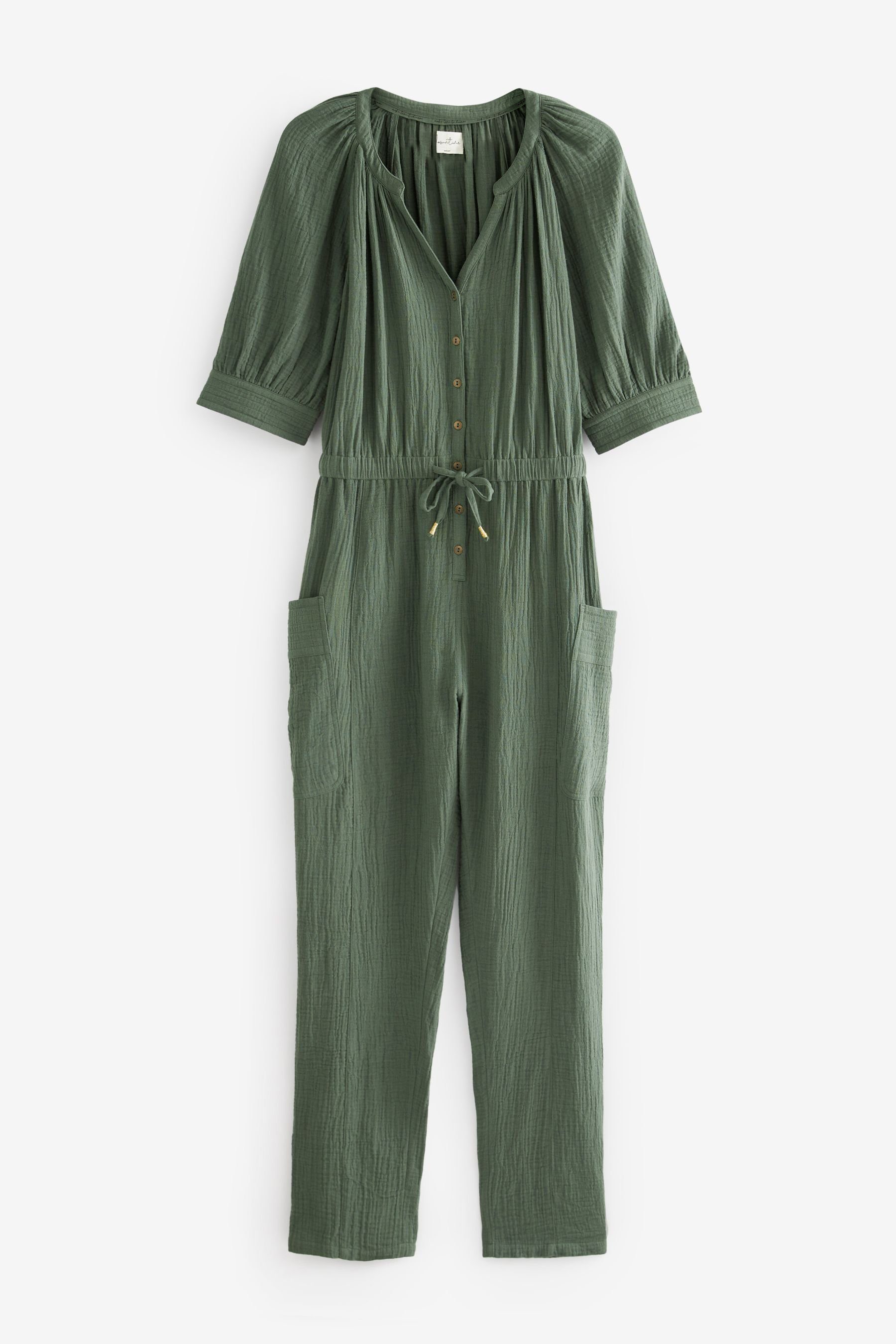 in Baumwoll-Jumpsuit Next Jumpsuit Green (1-tlg) Knitteroptik