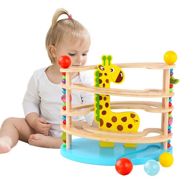 Baobë Kugelbahn (Kugelbahn für Kinder ab 3 Jahr) Kugelbahn Waldtiere Murmelbahn Spielzeug aus Holz für Kleinkinder ab 36 Monate