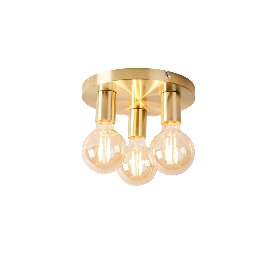 Qazqa Deckenleuchte Facil, Dimmbar, LED wechselbar, Extra-Warmweiß, QAZQA Deckenleuchte, e27, gold, Stahl, Design