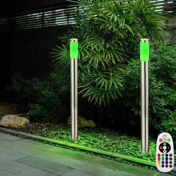 Globo LED Außen-Stehlampe, Leuchtmittel inklusive, Warmweiß, Farbwechsel, RGB LED Außen Stehlampe Gartenlampe Wegeleuchte Edelstahl Höhe 110cm