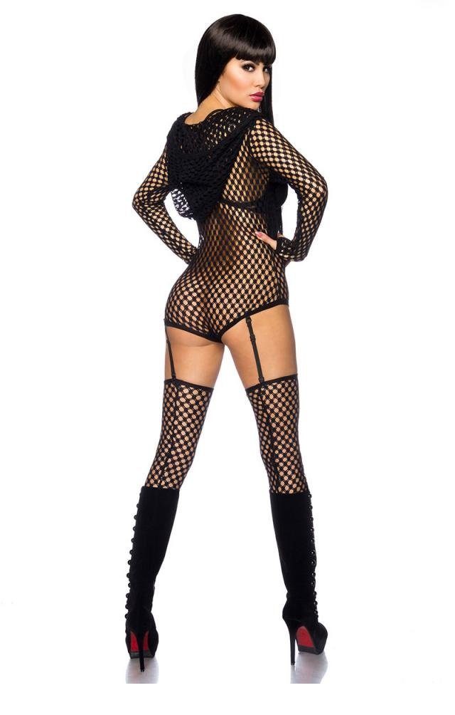 Saresia Bodystocking Netz Straps Set in schwarz 4-tlg mit BH Body 20 DEN (Set 1 St)