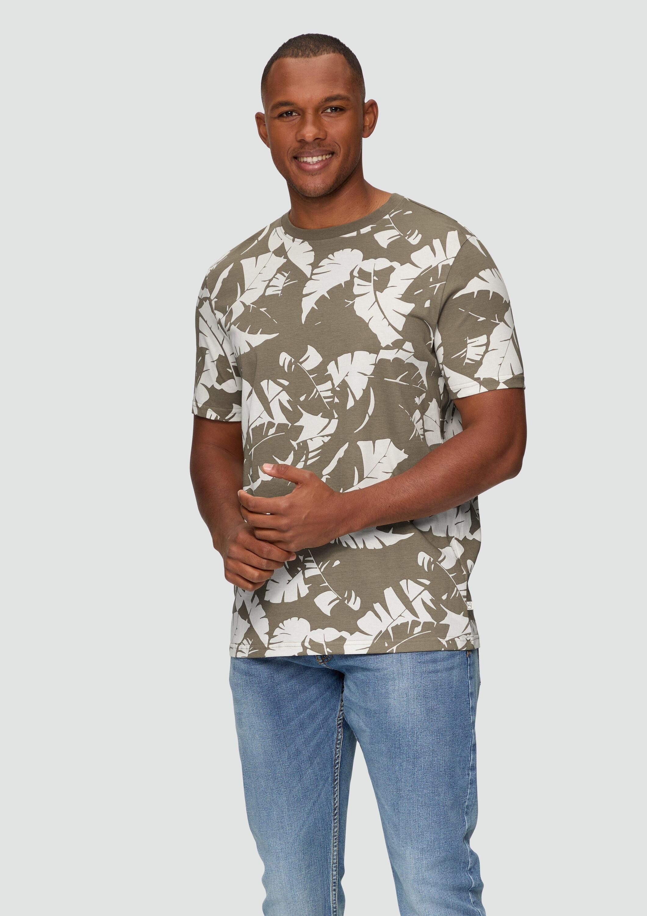 QS Kurzarmshirt T-Shirt T-Shirt mit All-over-Print günstig online kaufen