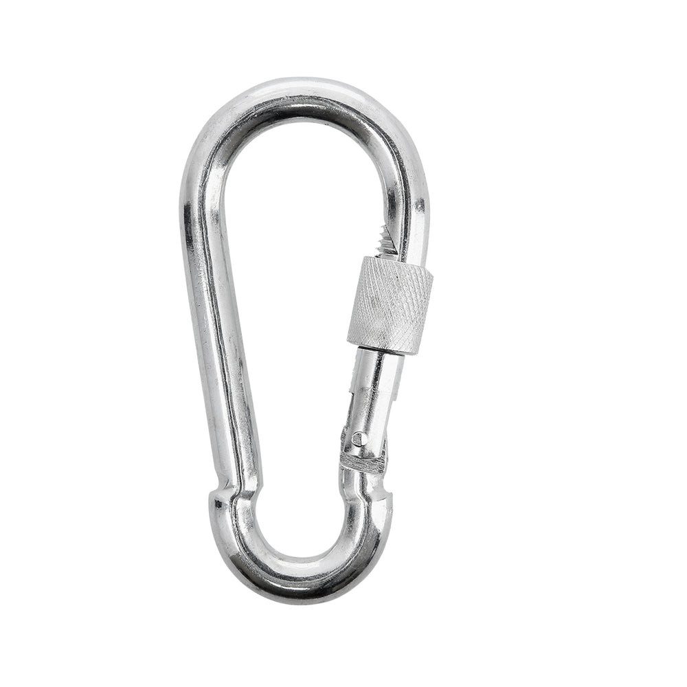 Nils Karabiner Karabinerhaken Schraubkarabiner Seilverbinder, (Spar-Set, 2 St., 8,9 x 4,3 cm robust), Twist-Lock-Verschluss, verzinkter Stahl, 500 kg