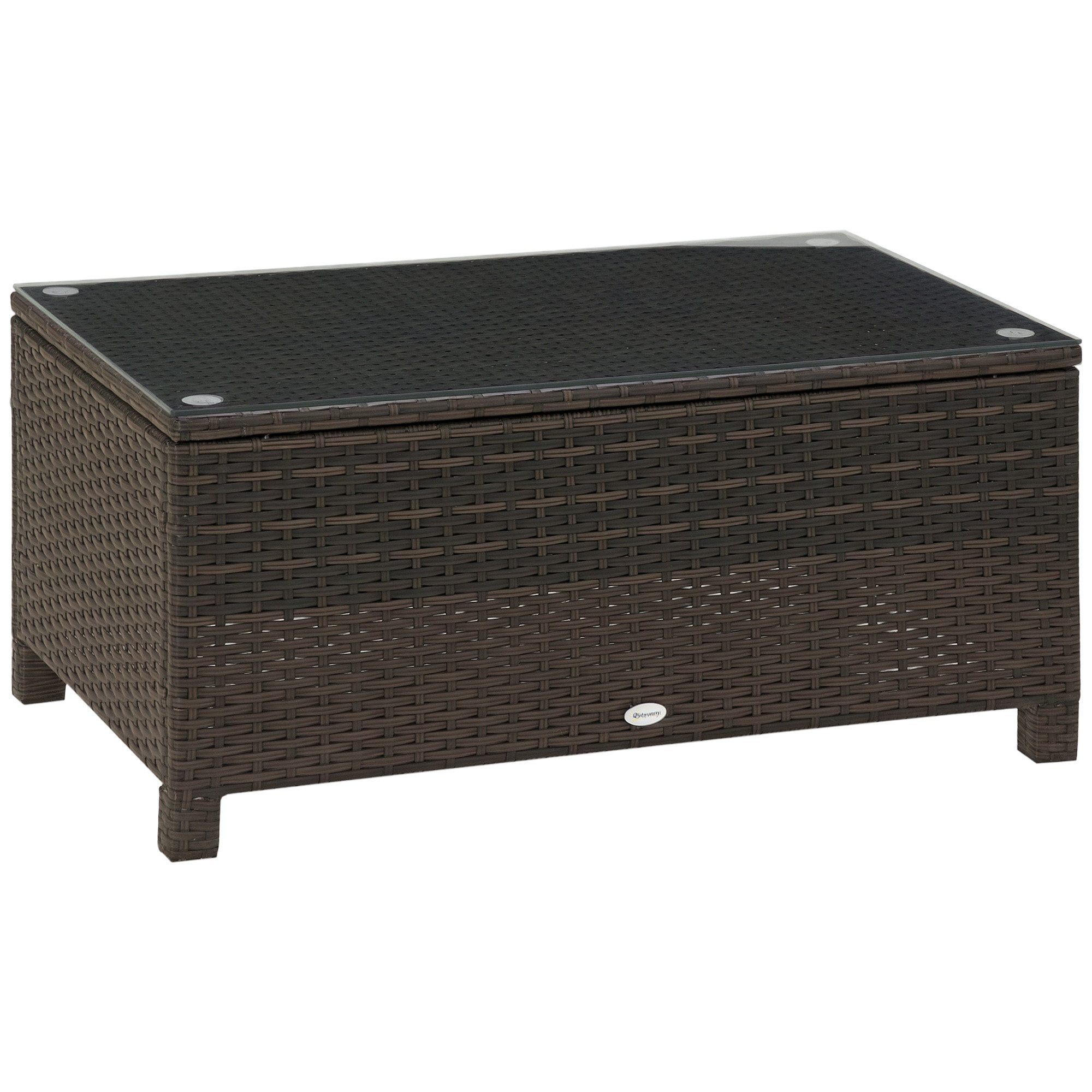 Outsunny Gartentisch Garten Beistelltisch Polyrattan (Balkontisch, 1-St., Couchtisch), Braun 85 x 50 x 39 cm
