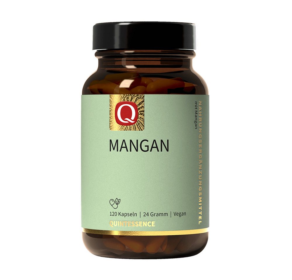 Quintessence Mangan - 5 mg Mangangluconat - vegan - 120 Tage Vorrat - 120 Kapseln, 24 g, Hochwertige Premiumqualität - hochdosiert - wichtig für die Knochen
