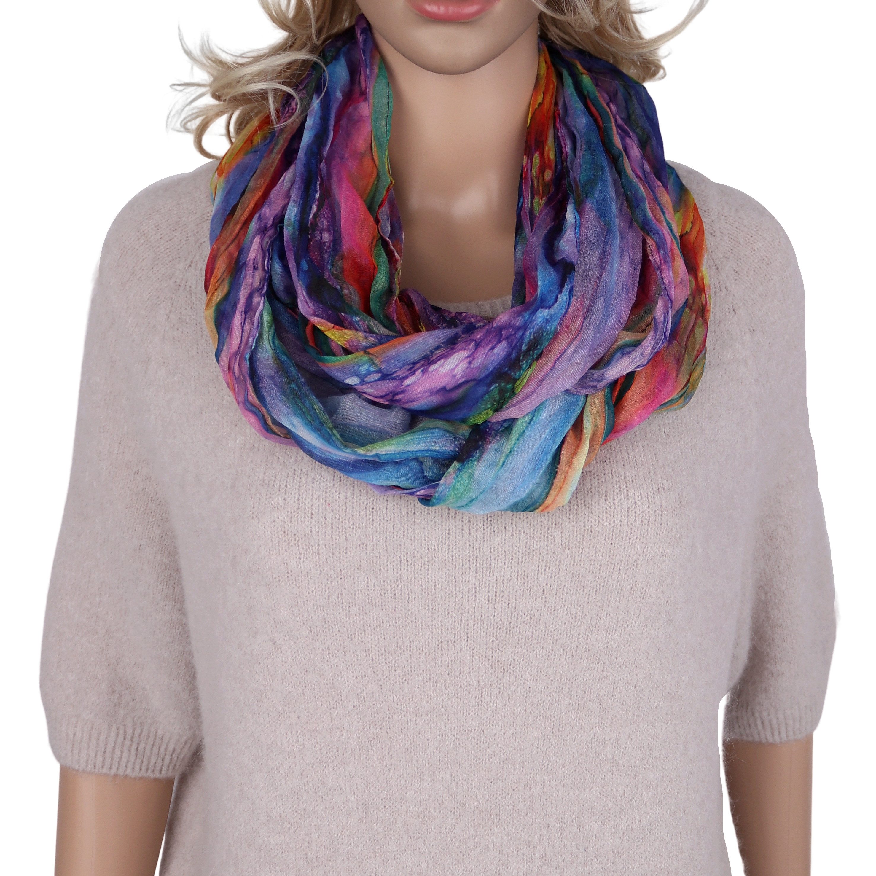 MIRROSI Loop Damen Schal mit Regenbogen-Muster Weich, (Zweimal um den Hals günstig online kaufen