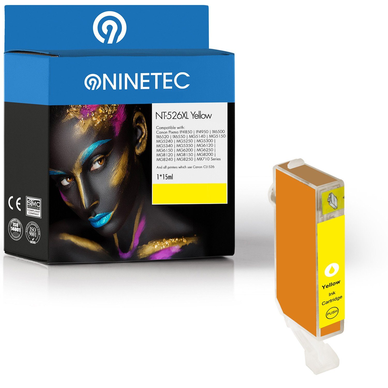 NINETEC ersetzt Canon PGI-526 PGI526 Yellow Tintenpatrone