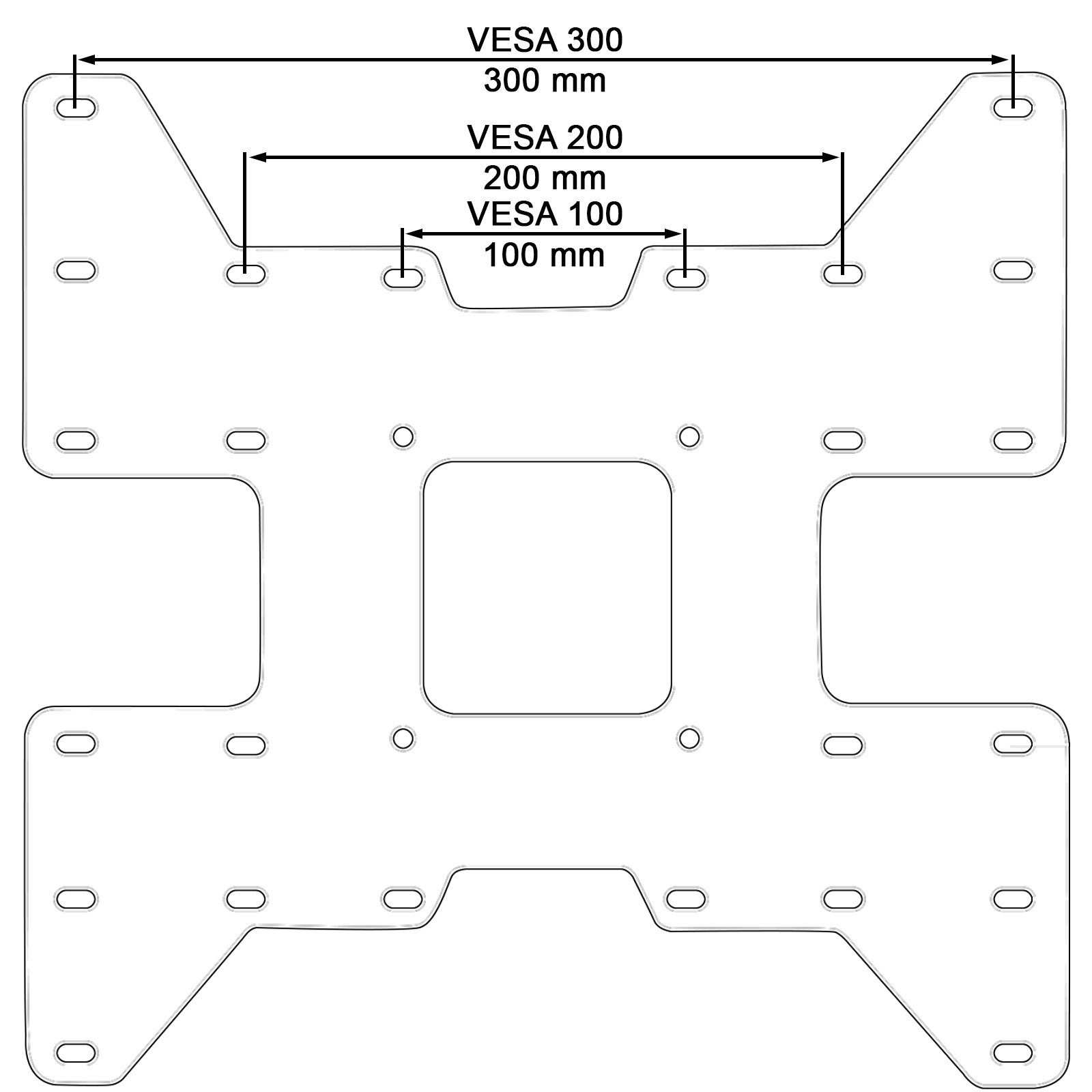 Drall Instruments TV-Wandhalterung AD3BK, (1-tlg., Fernseher Halterung VESA Adapter Erweiterung VESA 100 auf VESA 200 300)