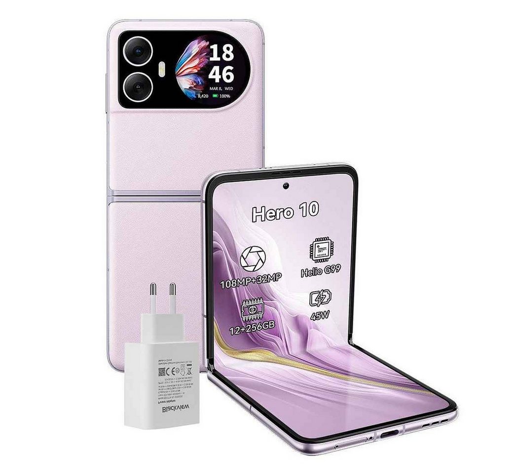 blackview Hero10 klapp handy Ohne Vertrag Zwei Bildschirmen incl. 45W Ladegerät Smartphone (6,9 Zoll, 256 GB Speicherplatz, 108 MP Kamera, …