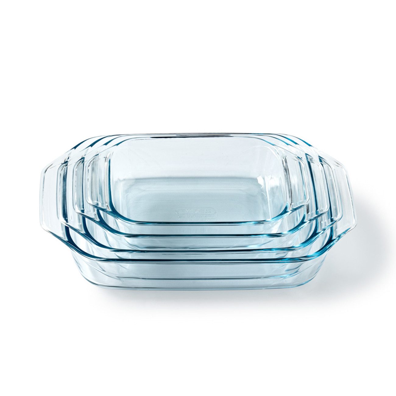 PYREX Auflaufform Let's Share Auflaufformen-Set, rechteckig, 1,4–4 l, Borosilikatglas, (4-St), hitzebeständig, mikrowellengeeignet, BPA-frei