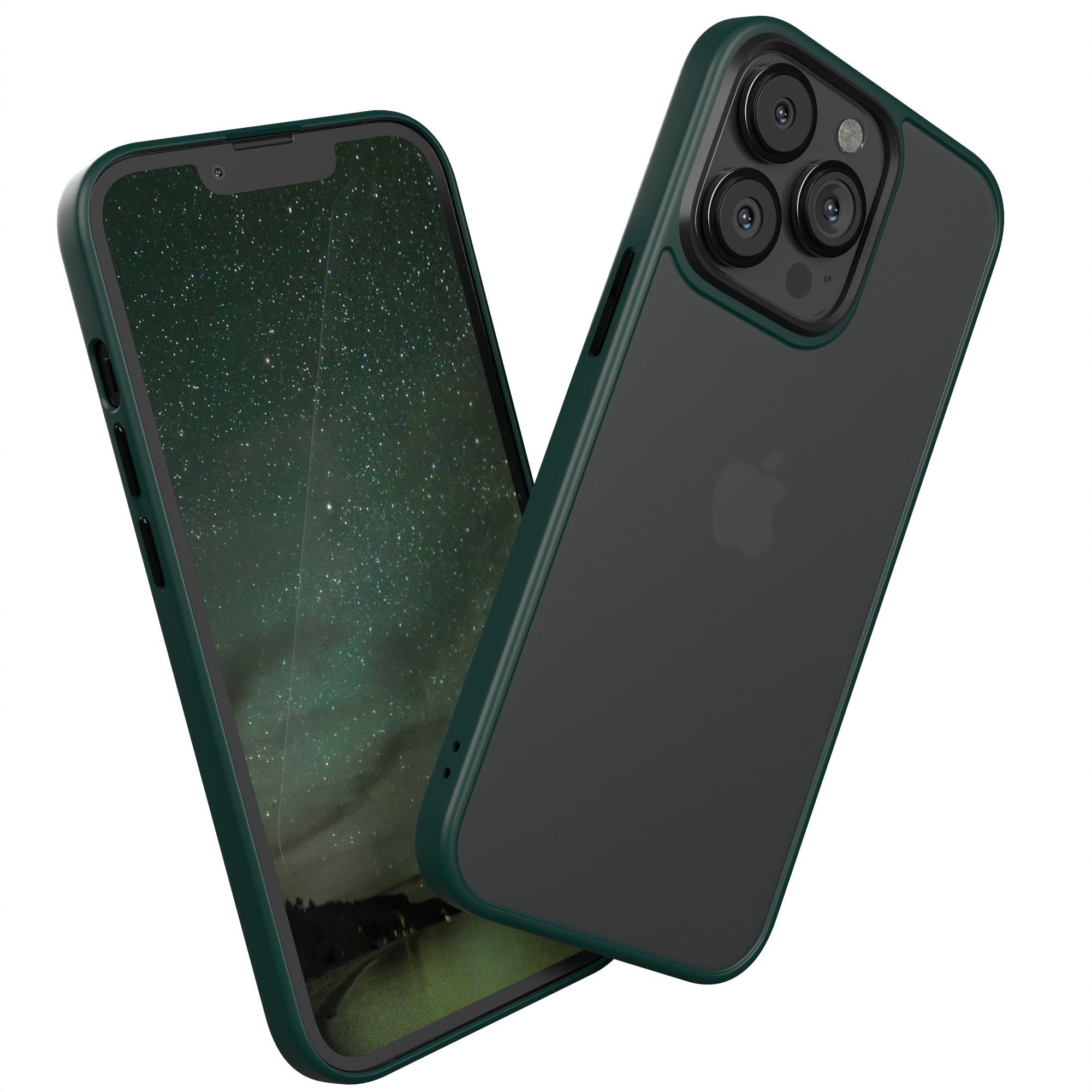 EAZY CASE Handyhülle Outdoor Case für Apple iPhone 13 Pro 6,1 Zoll, Slim Cover Durchsichtig Robust Back Cover stoßfest Grün / Nachtgrün