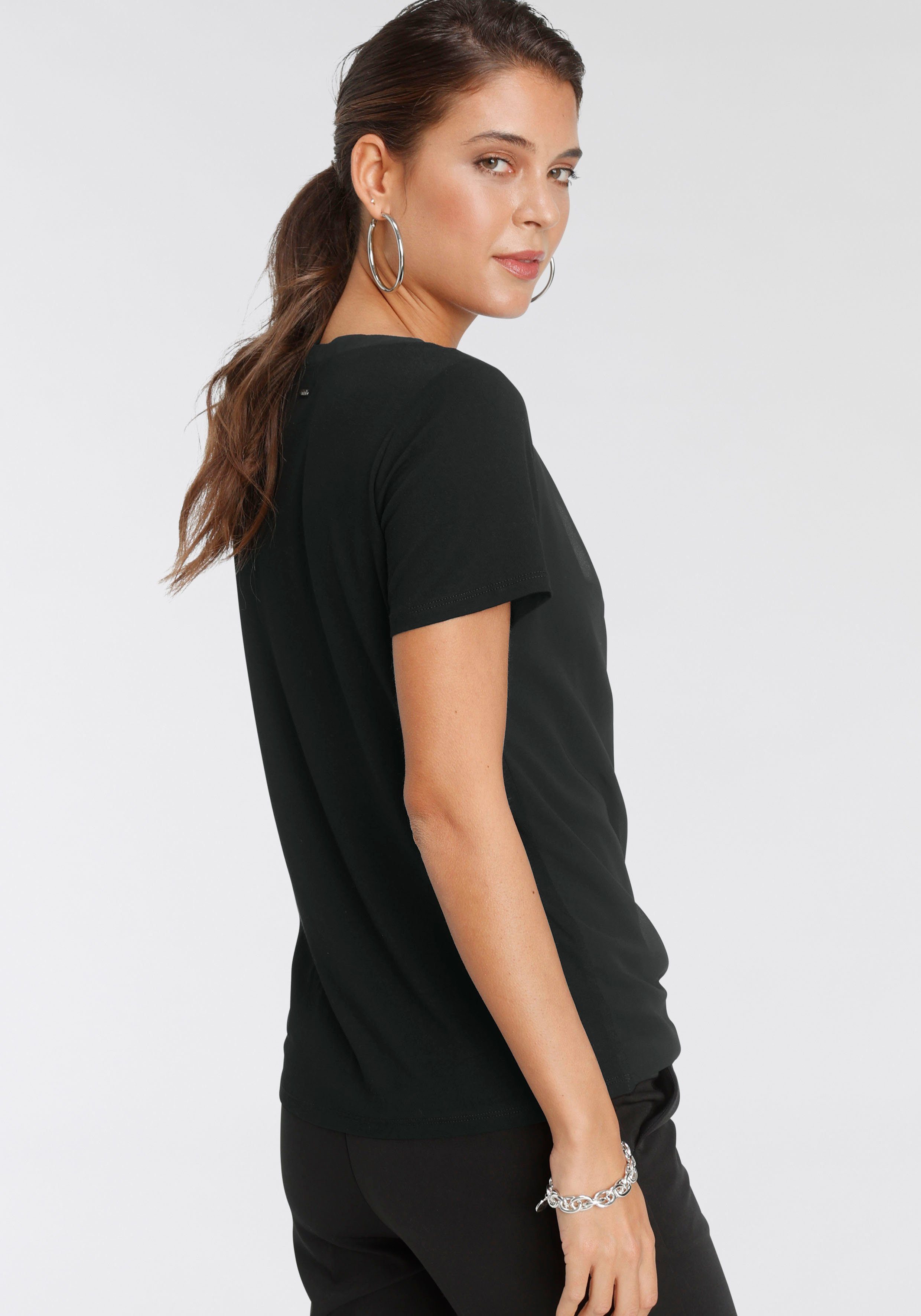 Laura Scott Vorderteil Shirtbluse (aus mit nachhaltigem Chiffon schwarz Material)