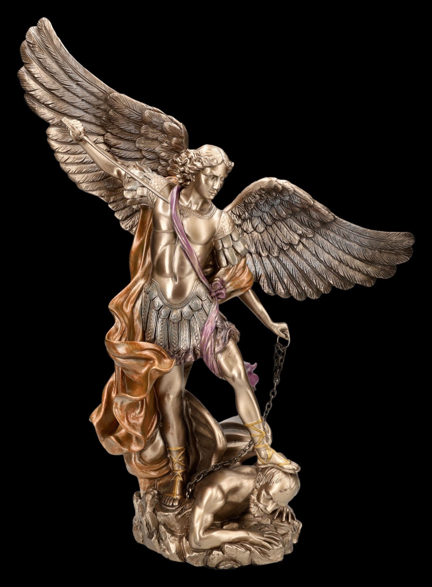 Figuren Shop GmbH Dekofigur Erzengel Michael Statue – bronzierte Engelsfigur Sammlerfigur 37 cm