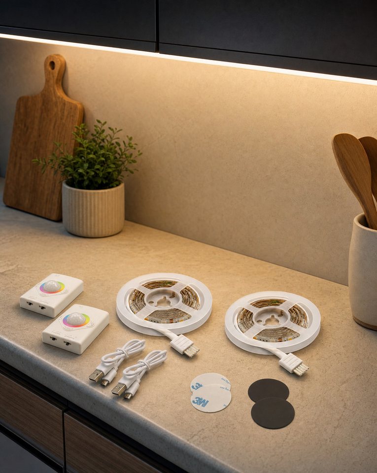 Northpoint LED-Streifen mit Bewegungsmelder Innenbereich Schrankleuchte 1100mAh Akku