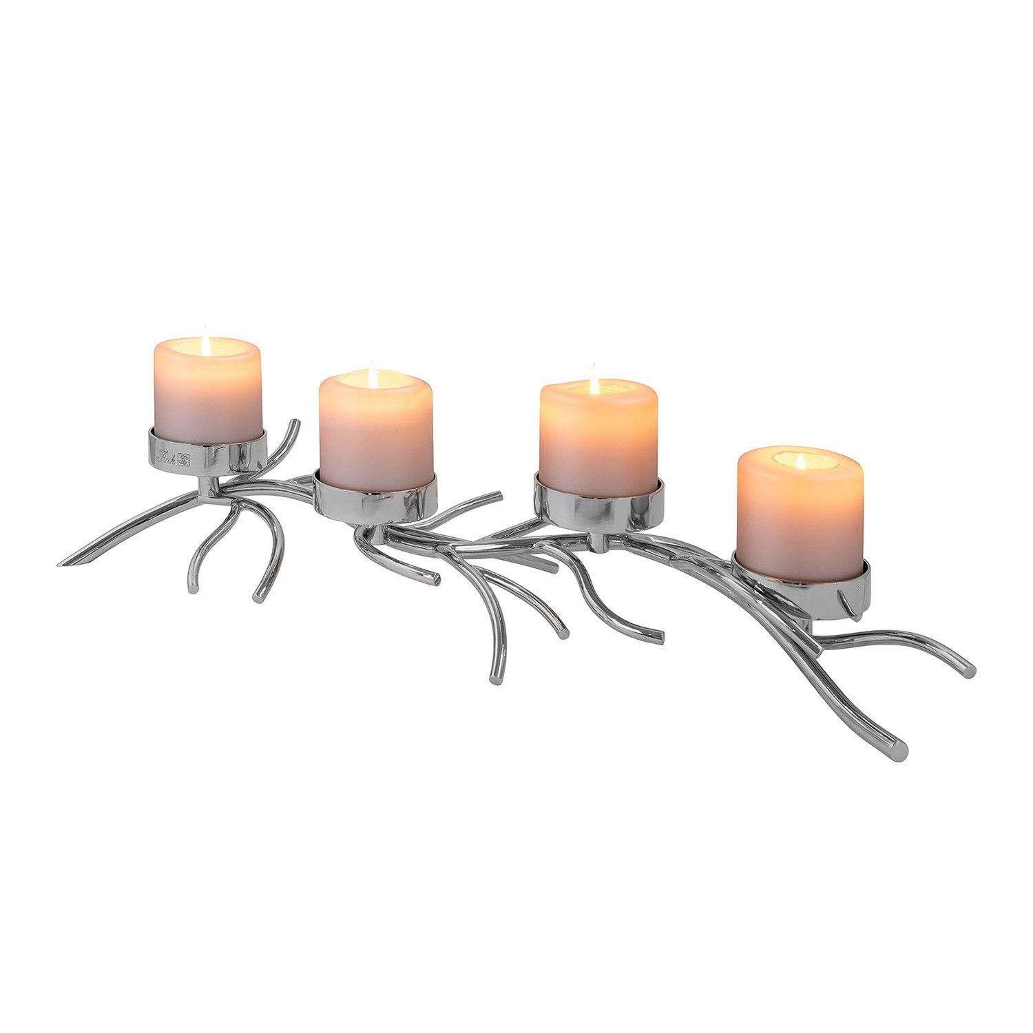 silberfarben - D.8 H.10cm Kerzenleuchter Leuchter T.24cm, - x für outdoorgeeignet vernickelt B.66cm - - RAMUS x nicht cm - Aluminium Fink Stumpenkerzen