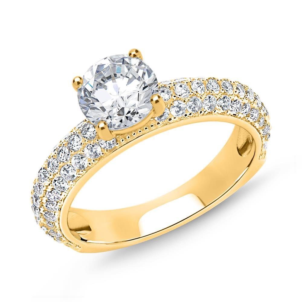 JEWLIX Verlobungsring Vergoldeter 925er Silberring mit Zirkonia von JEWLIX günstig online kaufen