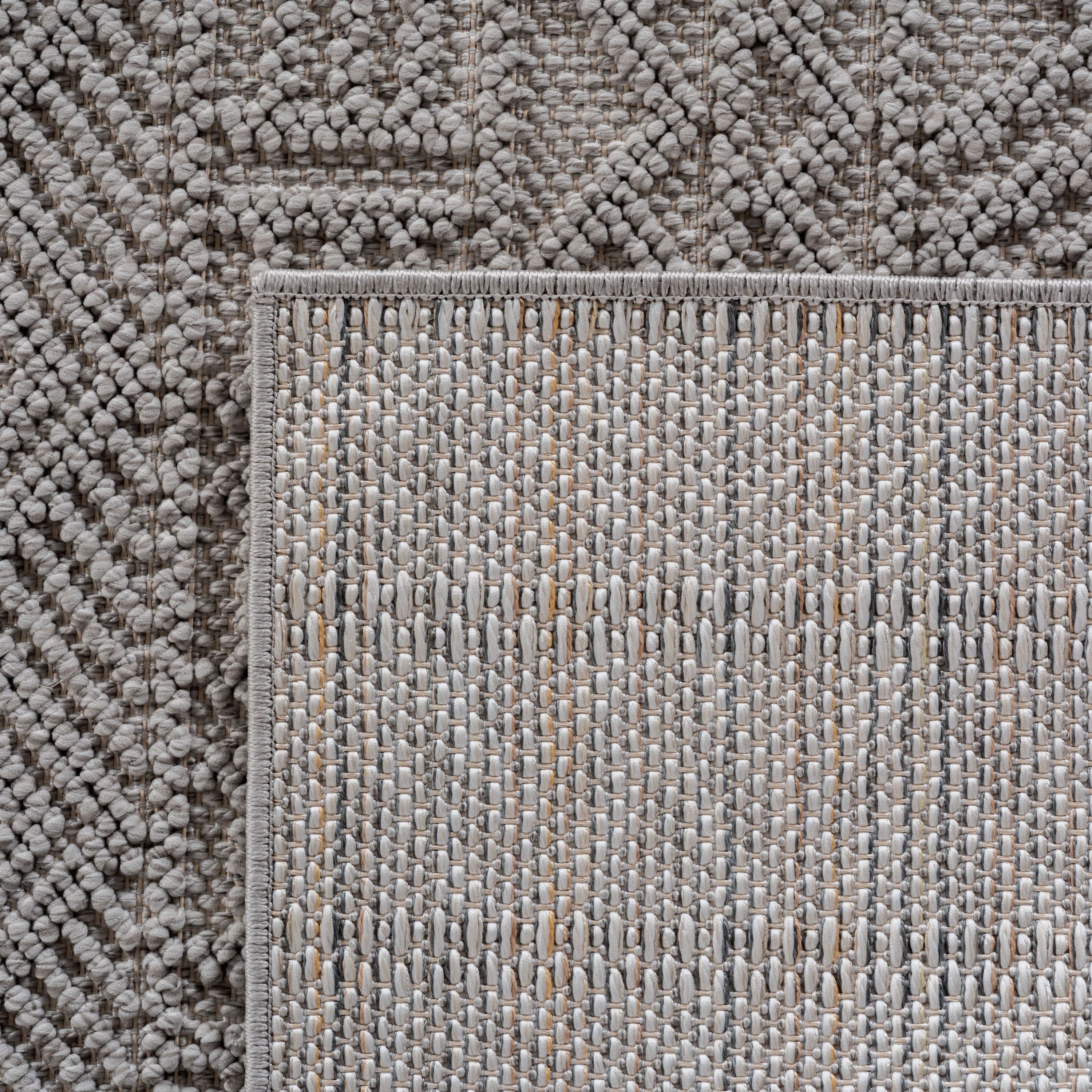 Ayyildiz Teppiche Teppich HELIX 2202, auch als Läufer und Rund erhältlich, rund, Höhe: 7 mm, 3D-Effekt durch Cut-Loop-Webtechnik, Woll-Optik, Bouclé, Wohnzimmer