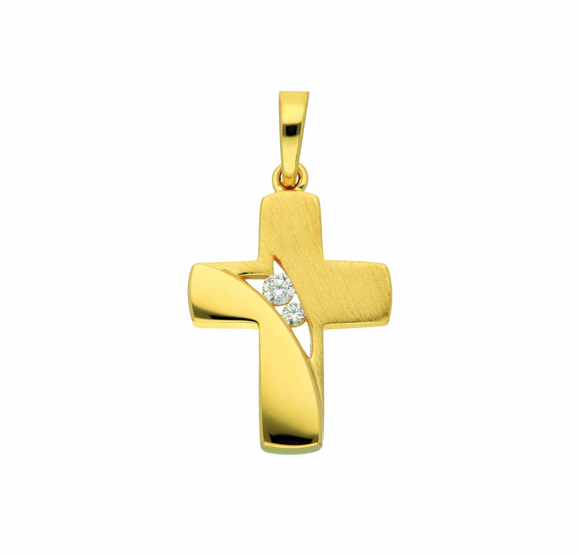 Adelia´s Kette mit Anhänger 333 Gold Kreuz Anhänger mit Zirkonia, Schmuckset - Set mit Halskette