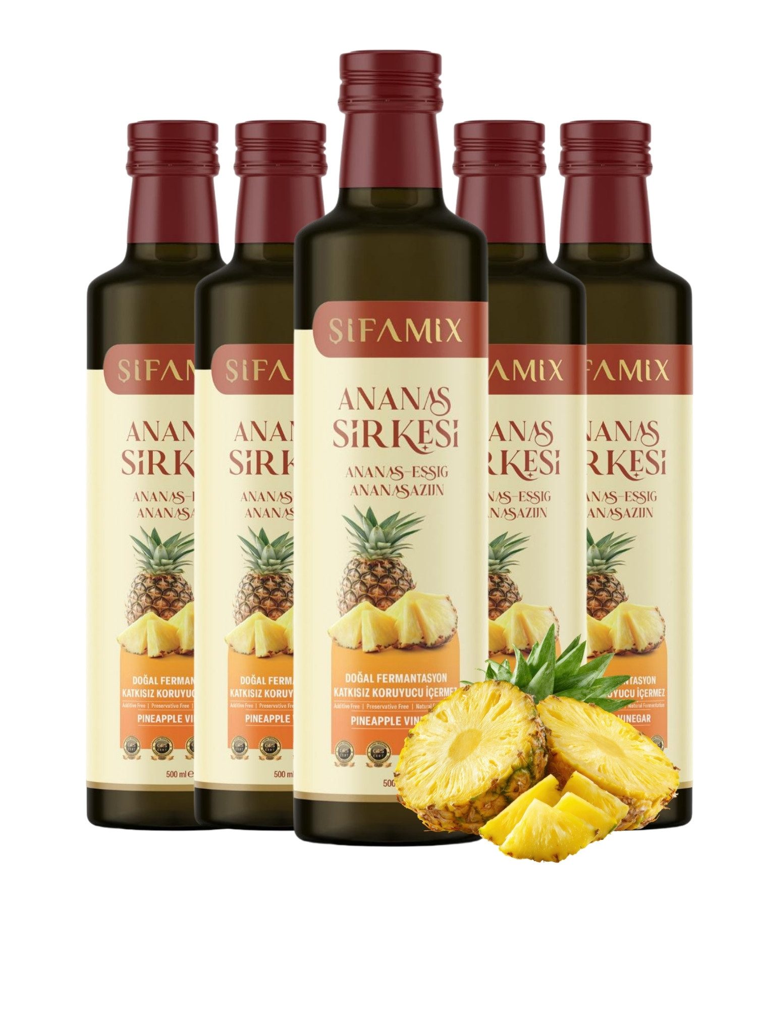 ADELSHOP Essig Sifamix Ananassessig - Traditionell Fermentiert & Naturtrüb, 500 ml