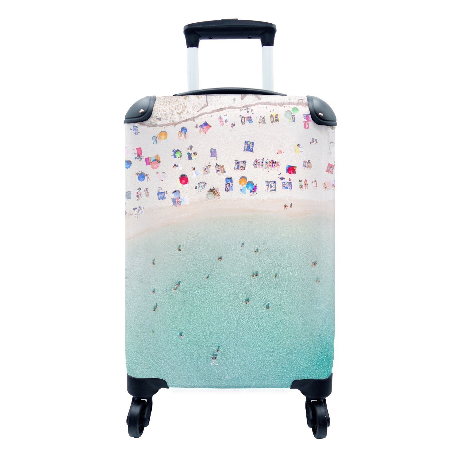 MuchoWow Handgepäckkoffer Strand - Sommer - Sonnenschirm, 4 Rollen, Reisetasche mit rollen, Handgepäck für Ferien, Trolley, Reisekoffer