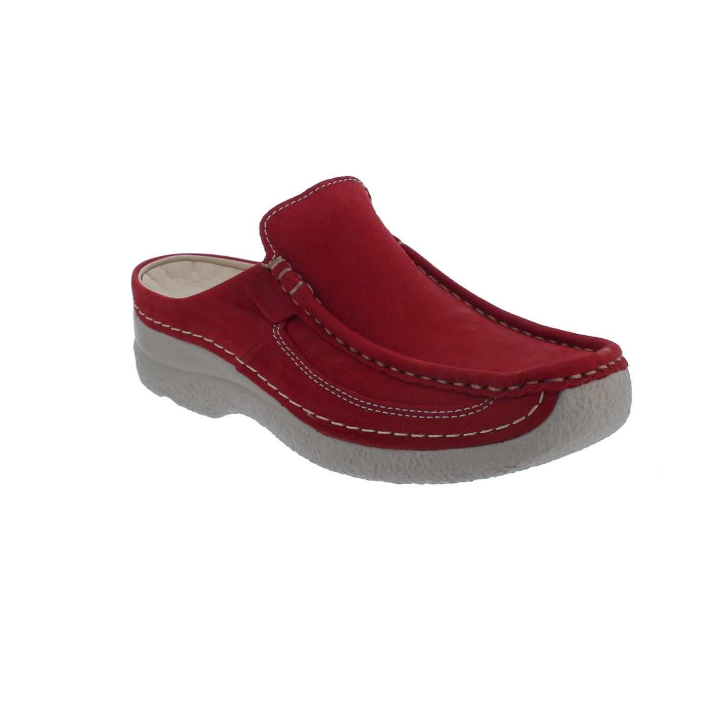 WOLKY Wolky Clog Roll Slide, Nubukleder, Rot, Fußbett zum Wechseln Clog