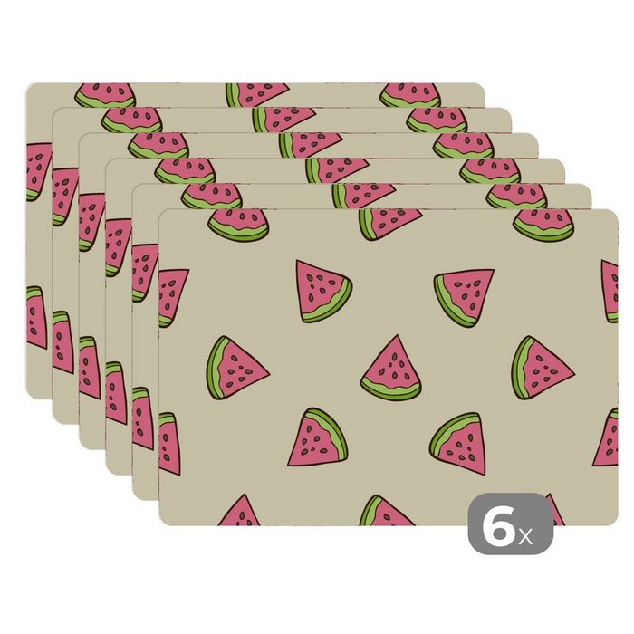 Platzset Design - Muster - Wassermelone MuchoWow (6-St) Platzset Platzdecken Platzmatte Tischmatten Schmutzabweisend