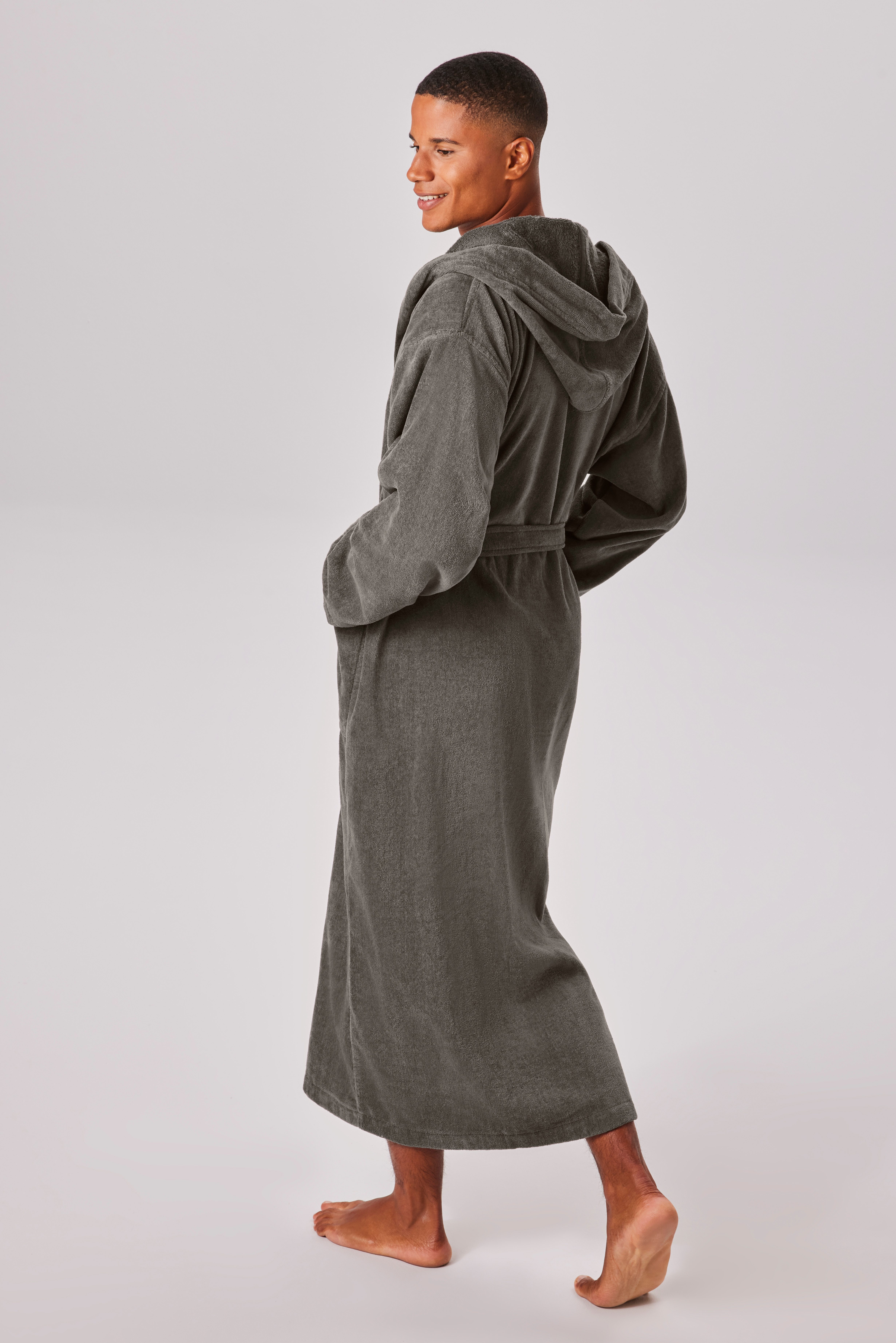 OTTO home Unisex-Bademantel Regona, Hotelbademantel, Morgenmantel, Standardlänge & Überlänge, Langform, Veloursfrottier, Kapuze, Gürtel, Damen & Herren, mit Tas – Bild 5 von 5