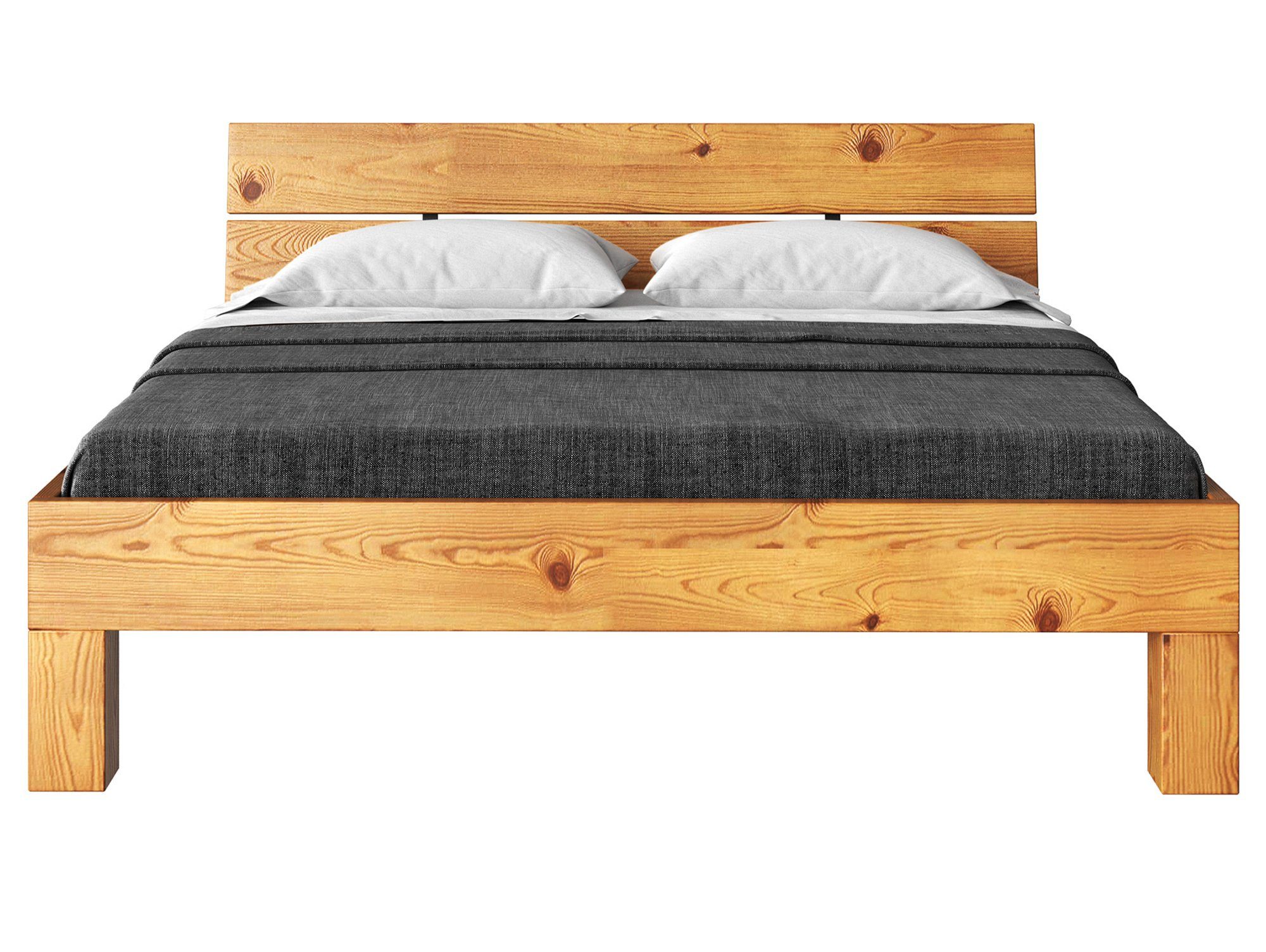 Moebel-Eins Massivholzbett, CURBY 4-Fuß-Bett mit Kopfteil, günstig online kaufen