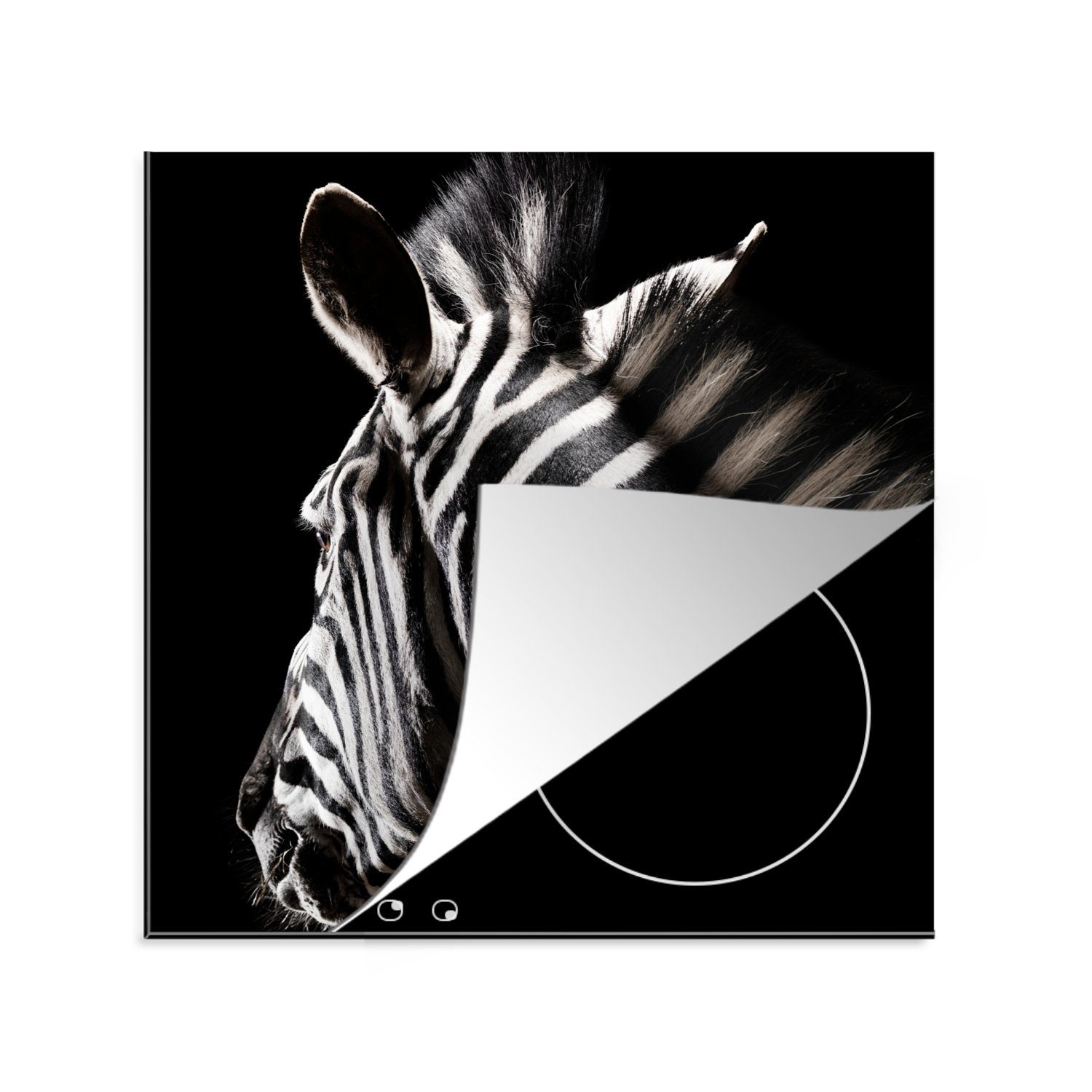 MuchoWow Herdblende-/Abdeckplatte Zebra - Wilde Tiere - Muster, Vinyl, (1 tlg), 78x78 cm, Ceranfeldabdeckung, Arbeitsplatte für küche