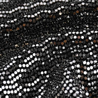 SCHÖNER LEBEN. Stoff Bekleidungsstoff Stretch Lurex Pailletten Glitzer schwarz silber 1,45m, mit Metallic-Effekt