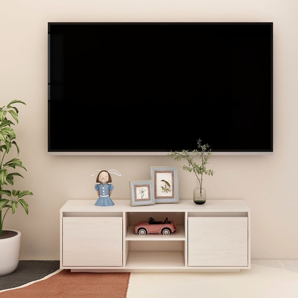 vidaXL TV-Schrank TV-Schrank Weiß 110x30x40 cm Massivholz Kiefer (1-St)